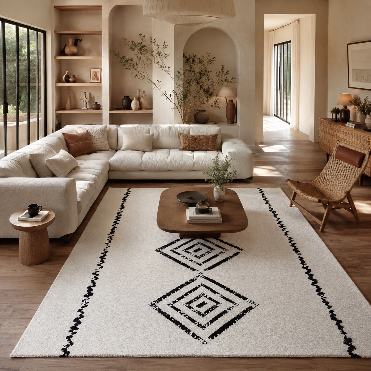 Tapis berbère blanc et noir