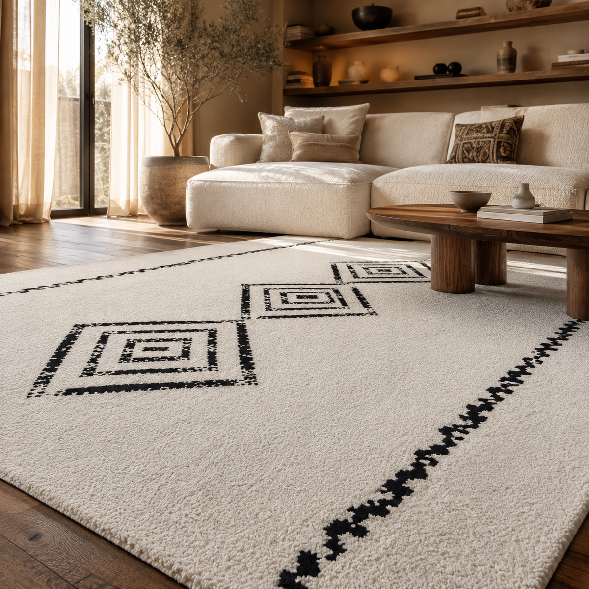 Tapis berbère blanc et noir