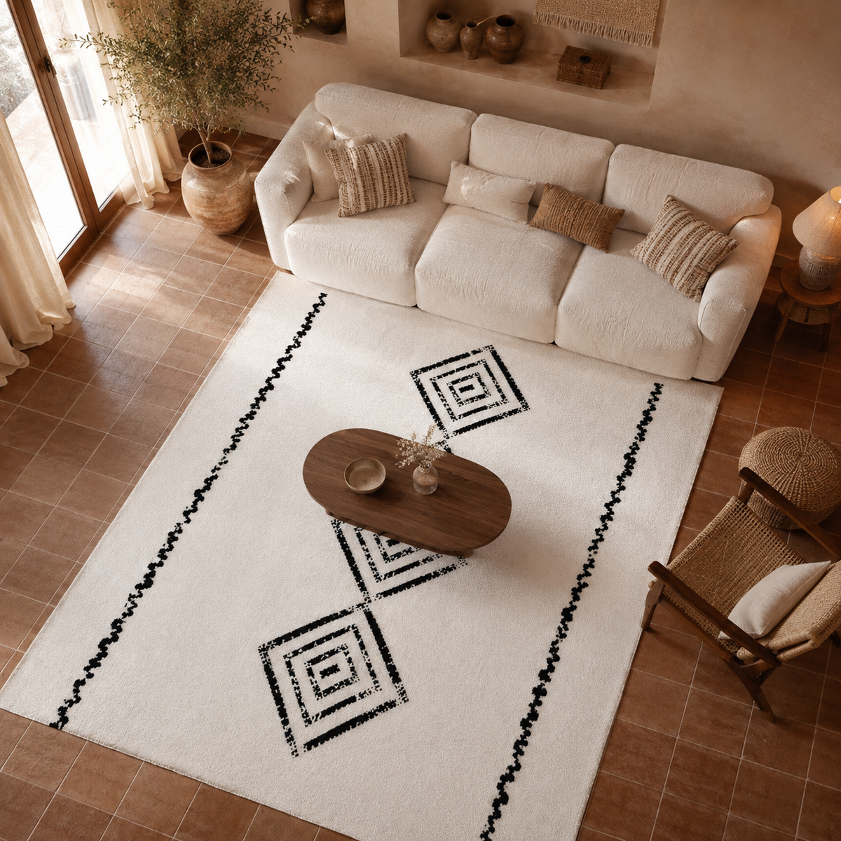 Tapis berbère blanc et noir