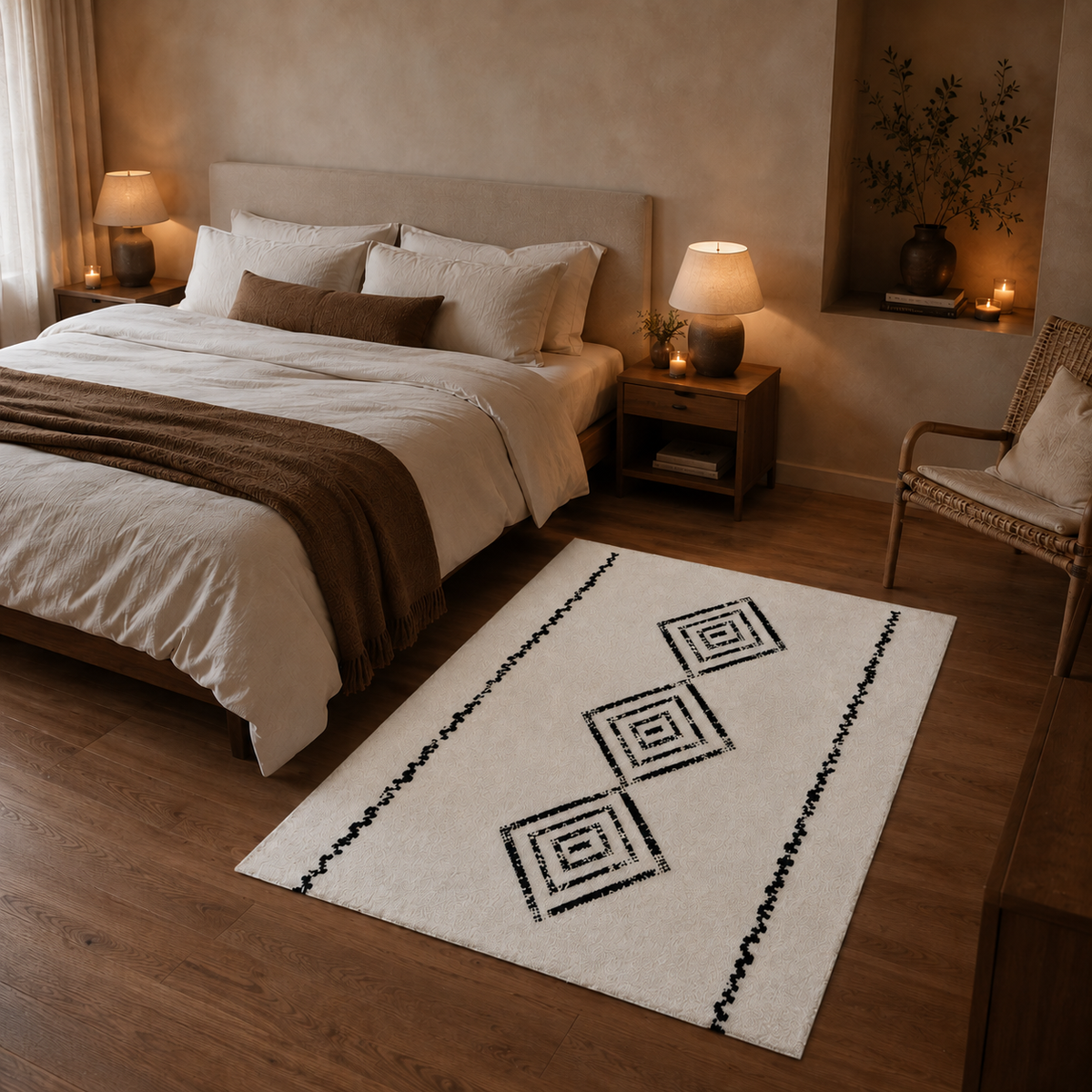 Tapis berbère blanc et noir