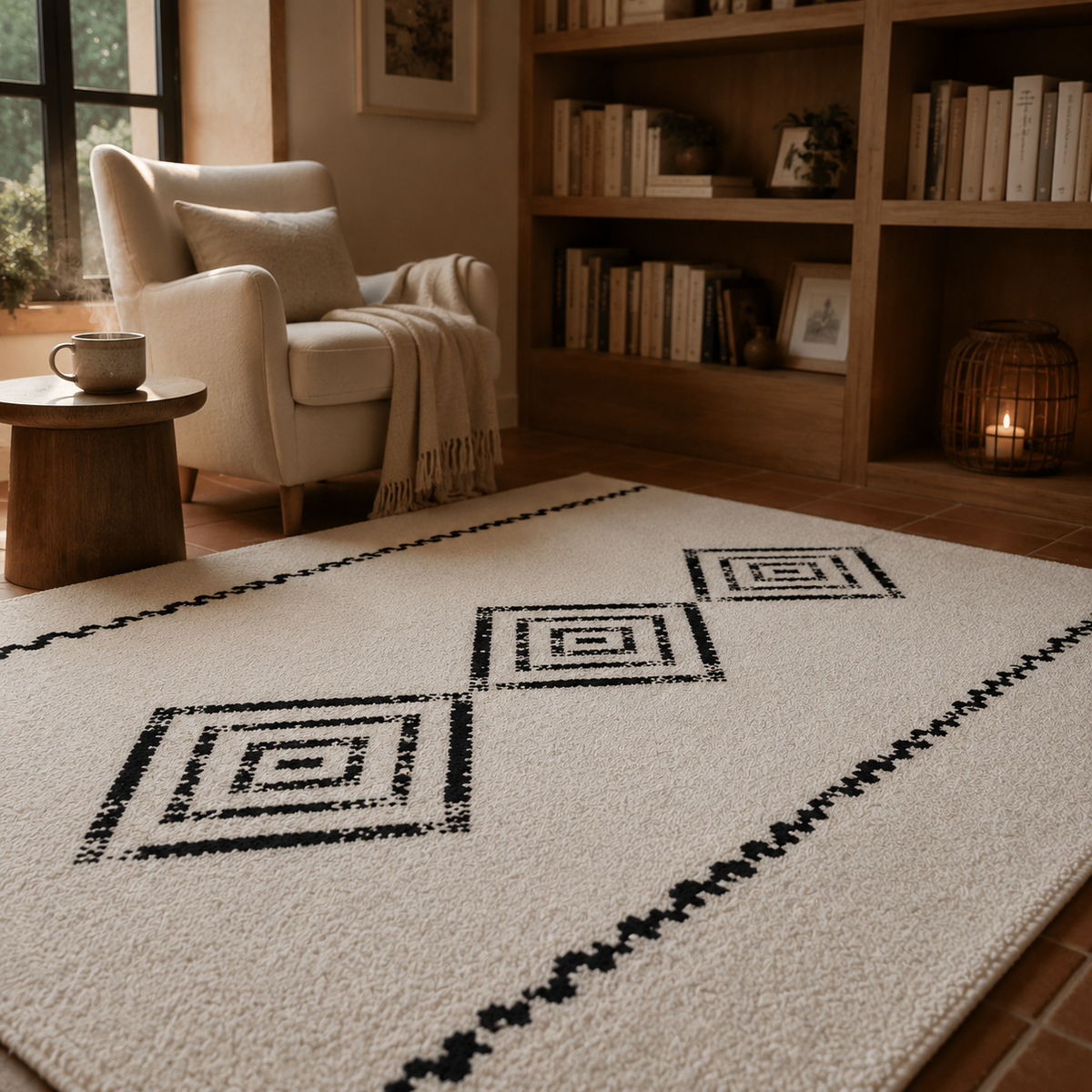 Tapis berbère blanc et noir
