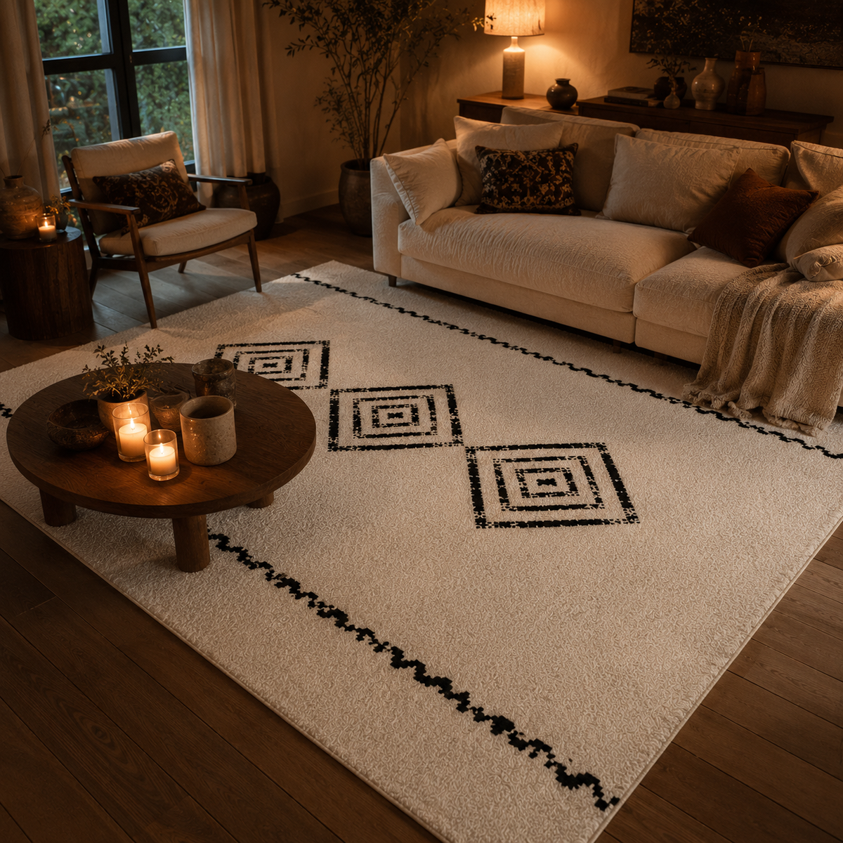 Tapis berbère blanc et noir