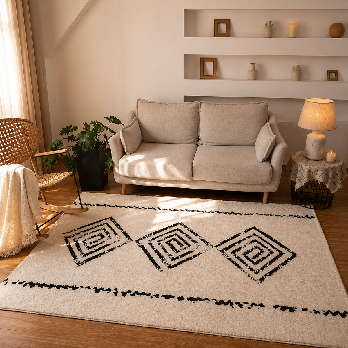 Tapis berbère blanc et noir