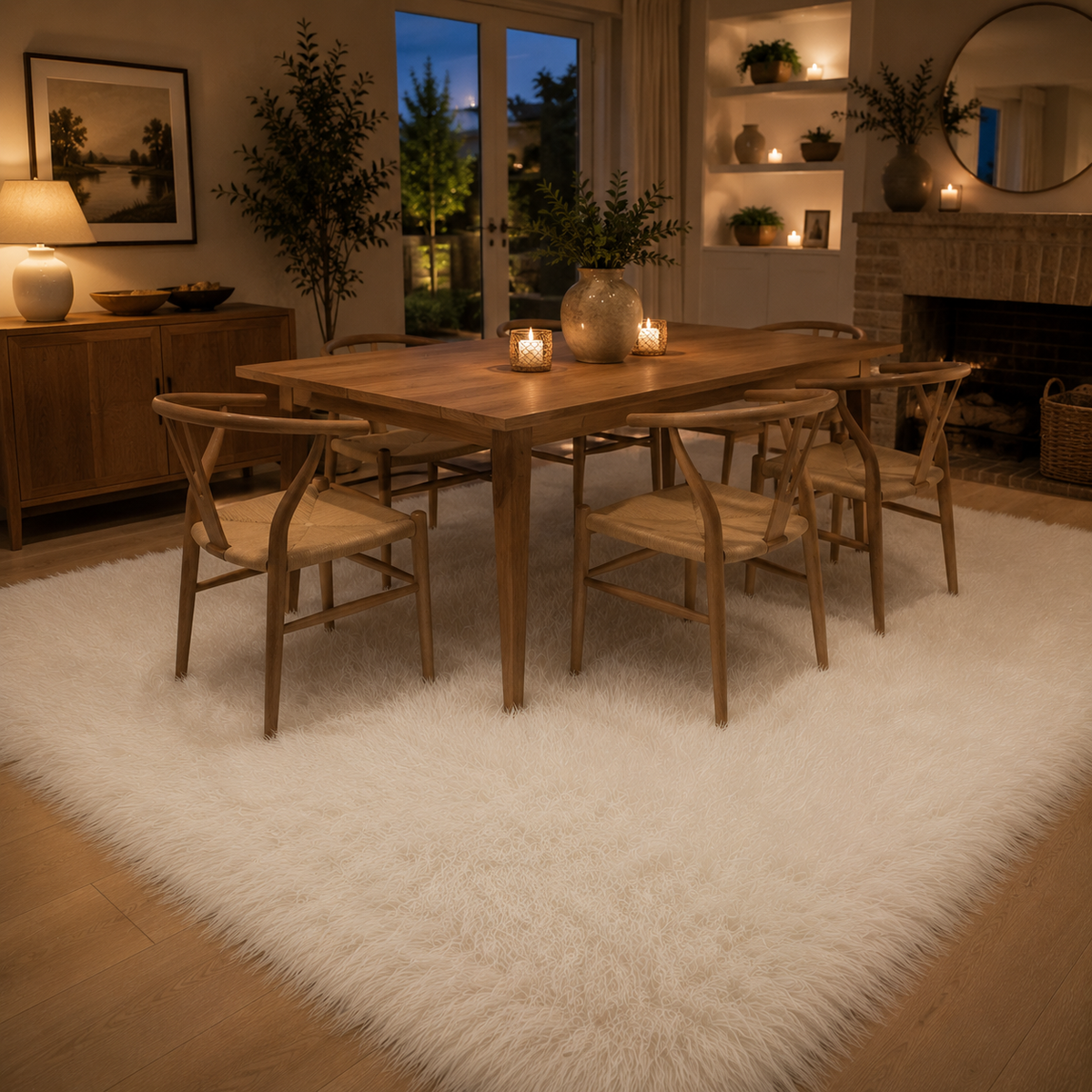 Tapis blanc poil long