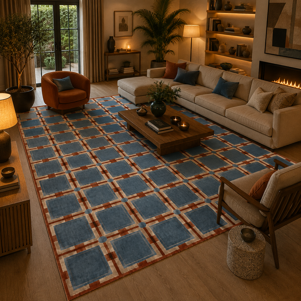 Tapis damier lavable
