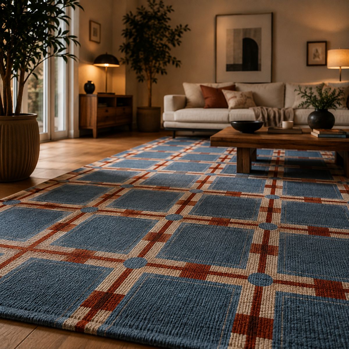 Tapis damier lavable
