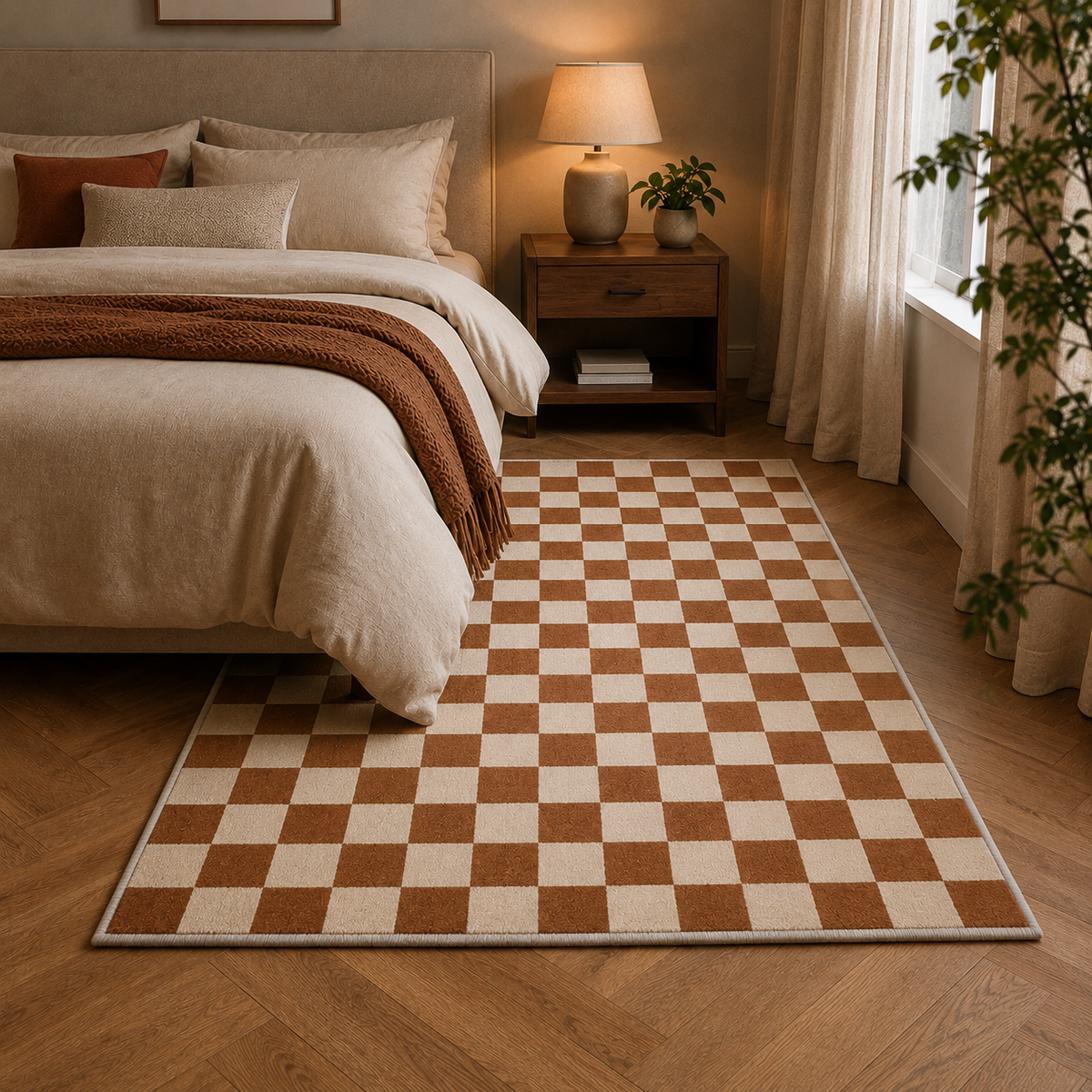 Tapis damier marron