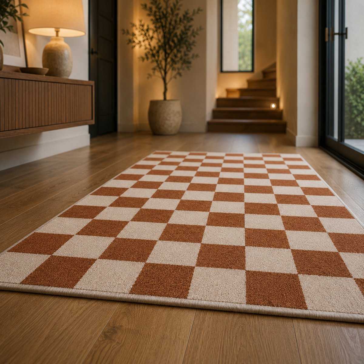 Tapis damier marron