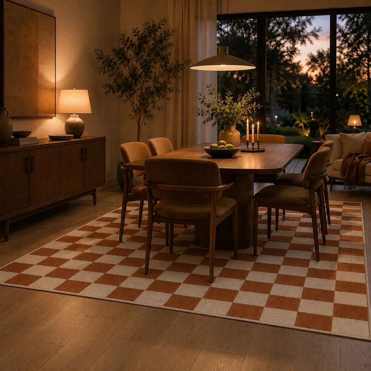 Tapis damier marron