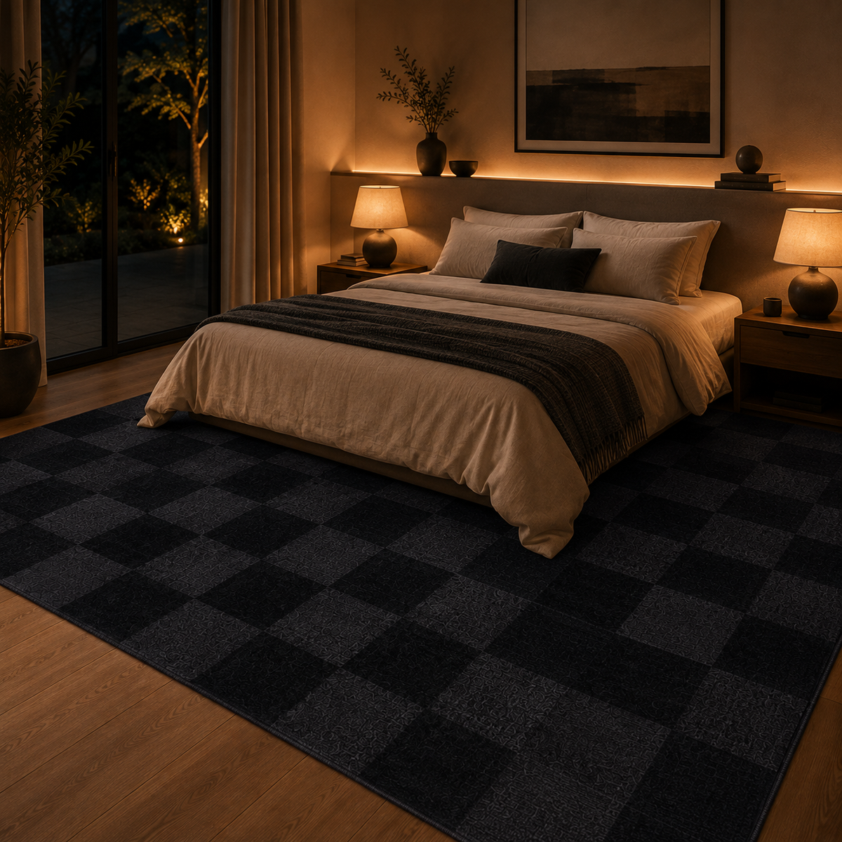 Tapis damier noir