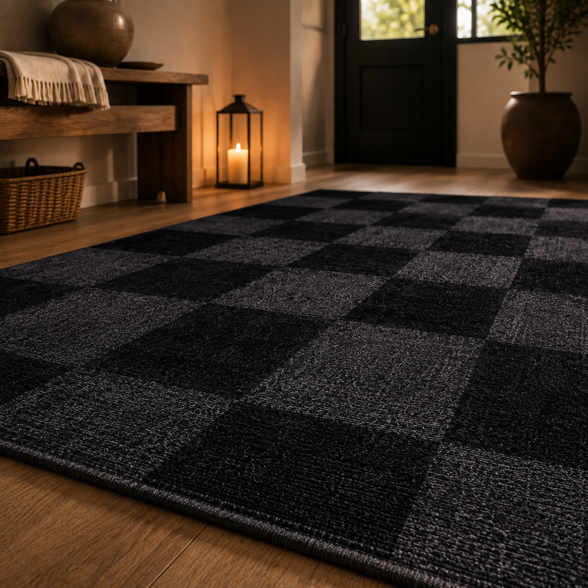 Tapis damier noir