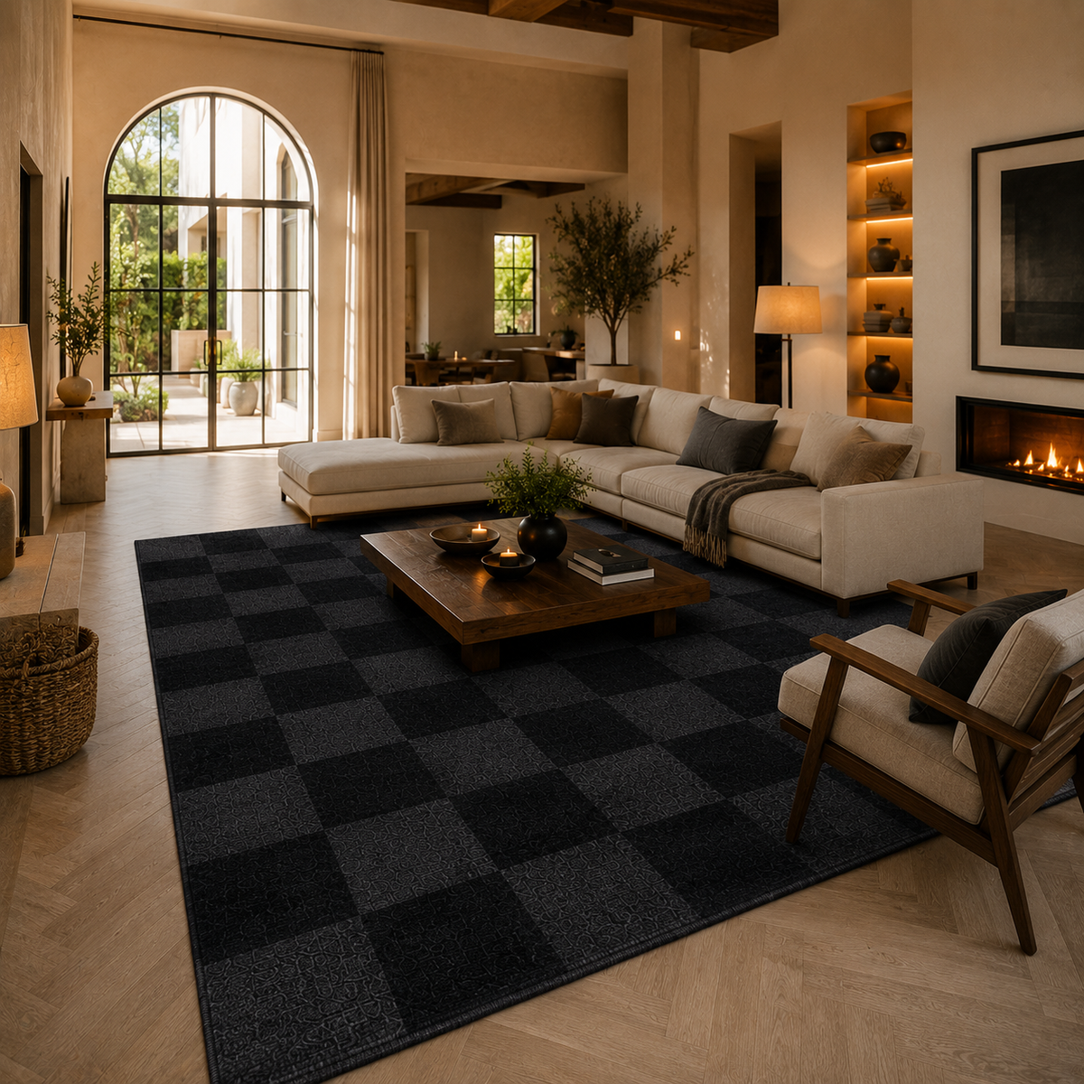 Tapis damier noir