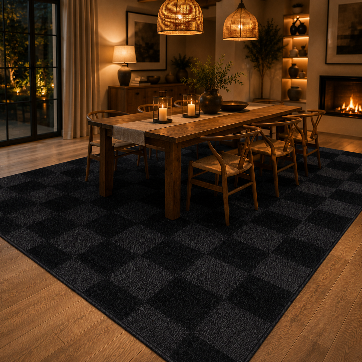 Tapis damier noir