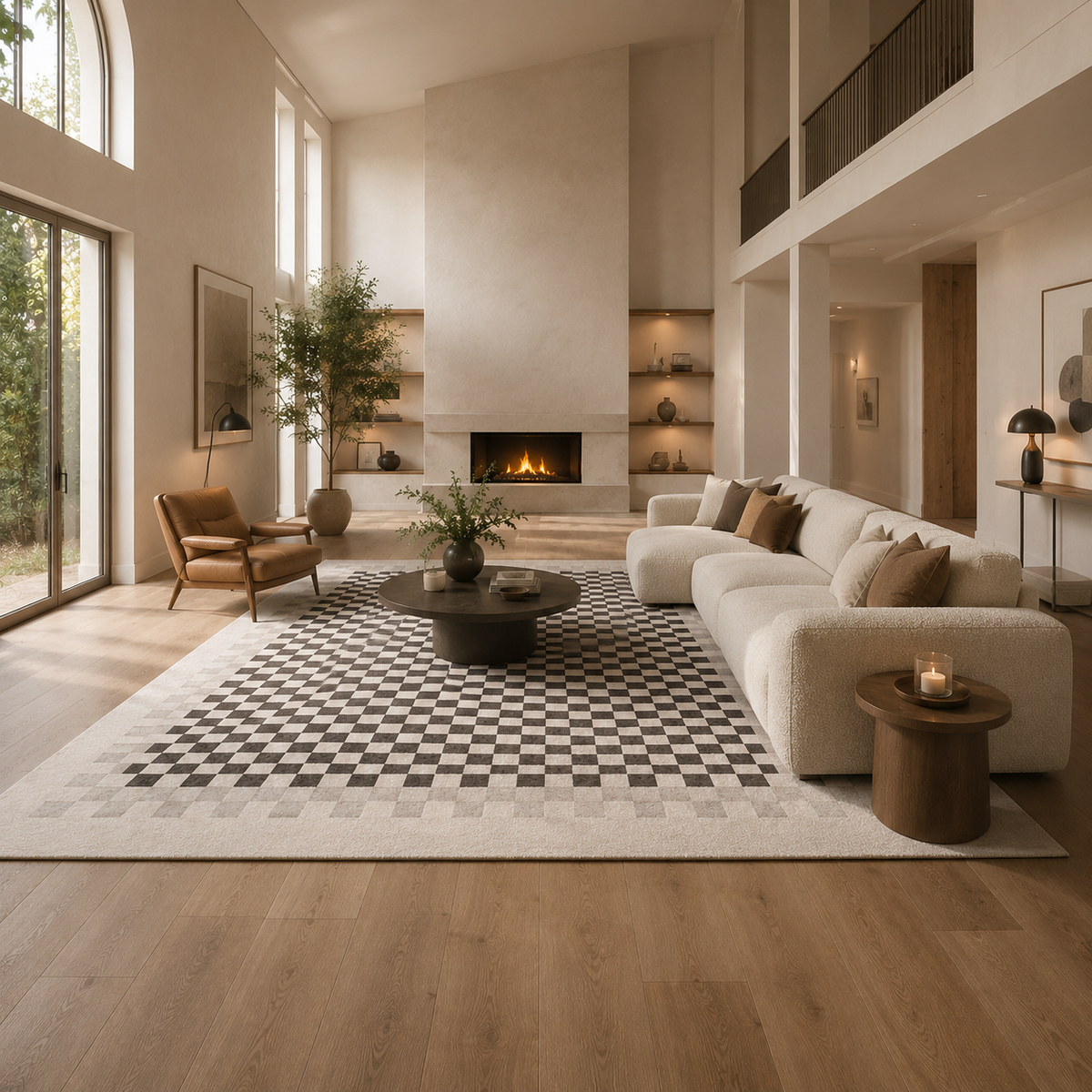 Tapis damier noir et blanc