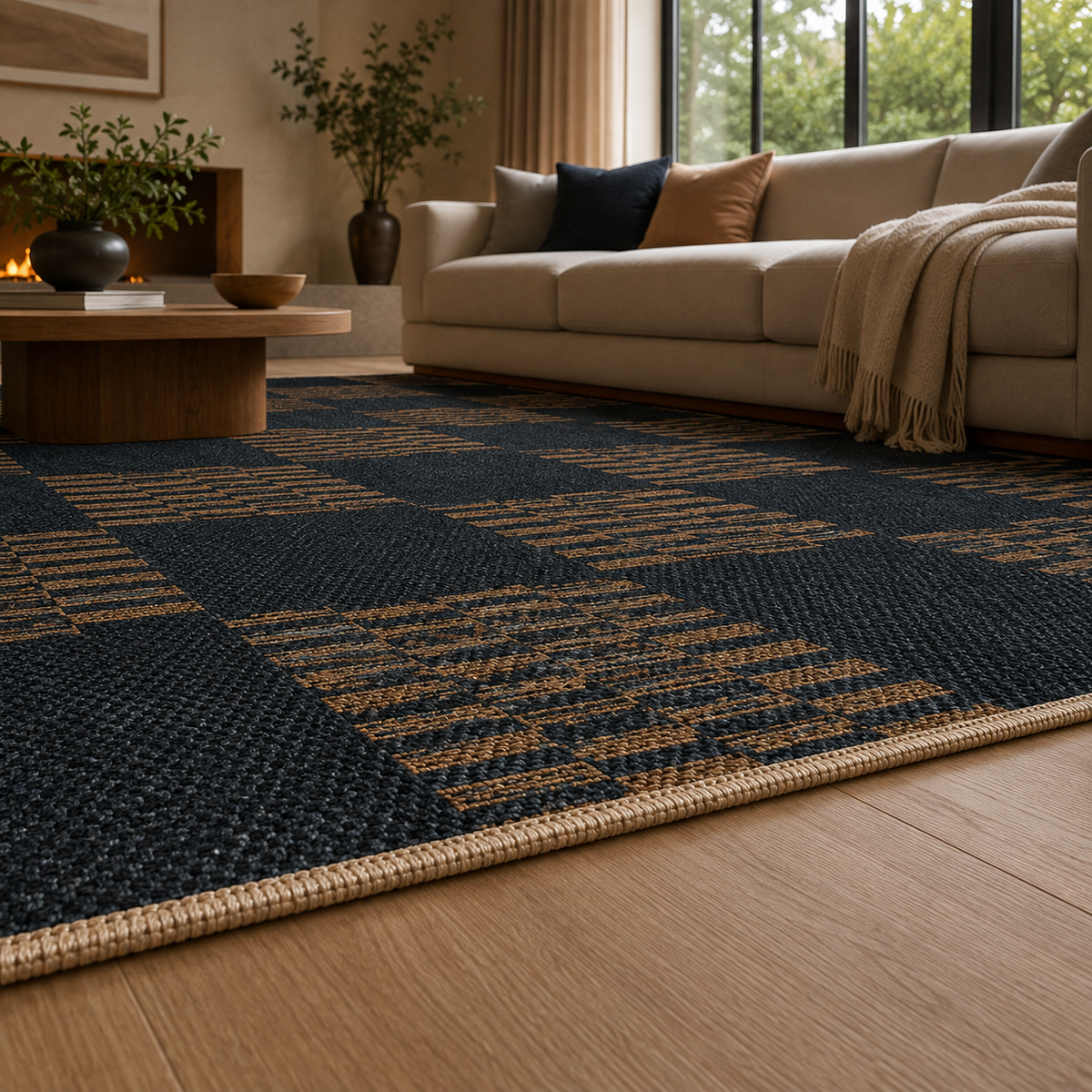 Tapis damier terracotta
