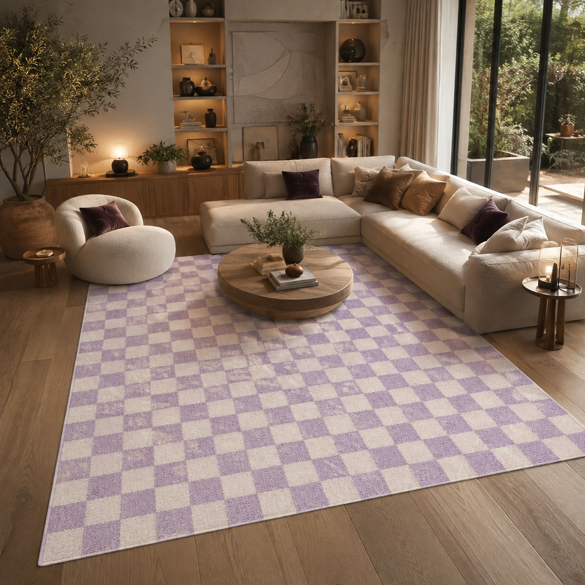 Tapis damier violet