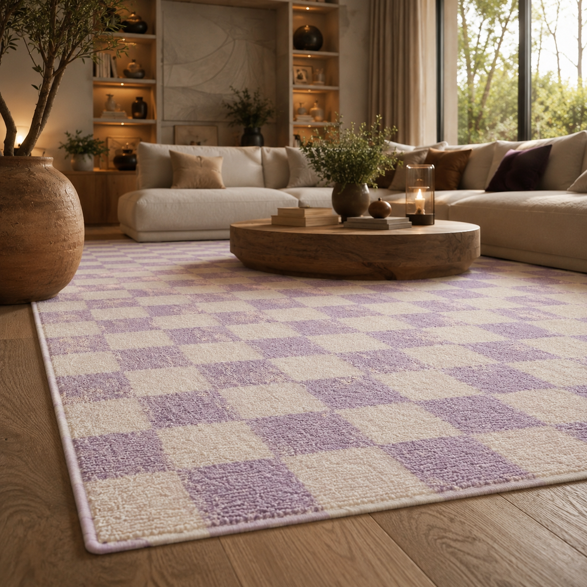 Tapis damier violet