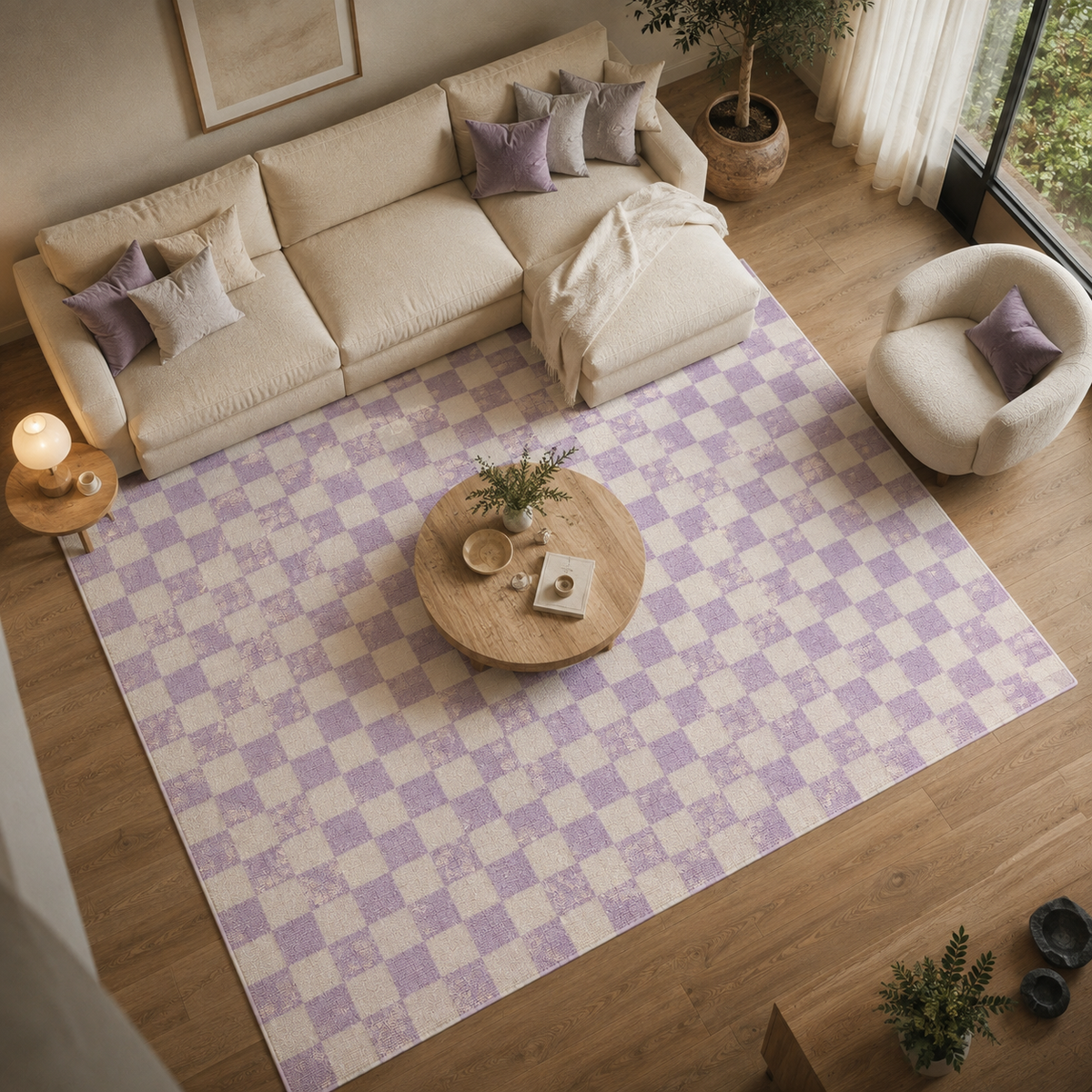 Tapis damier violet