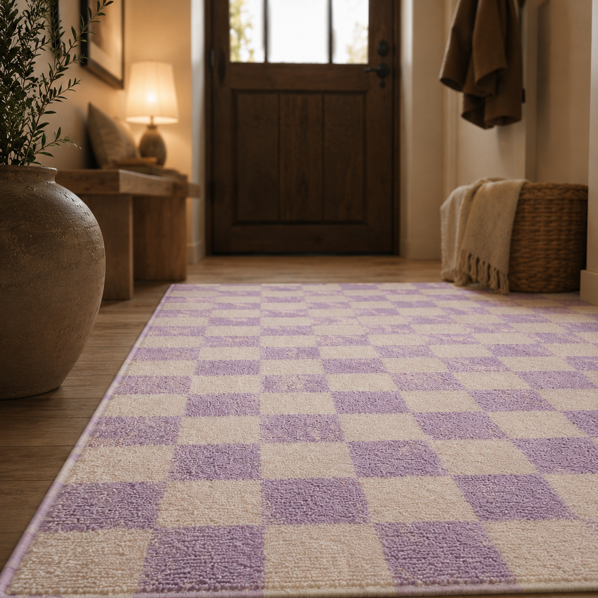 Tapis damier violet