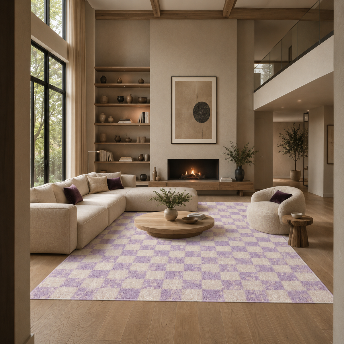 Tapis damier violet