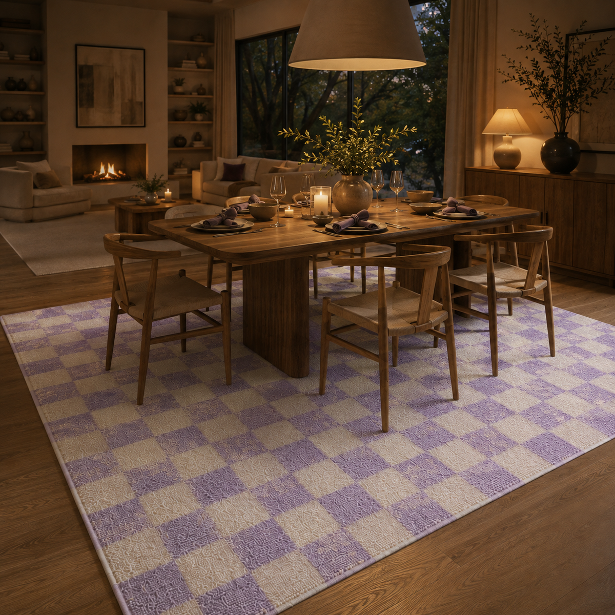 Tapis damier violet