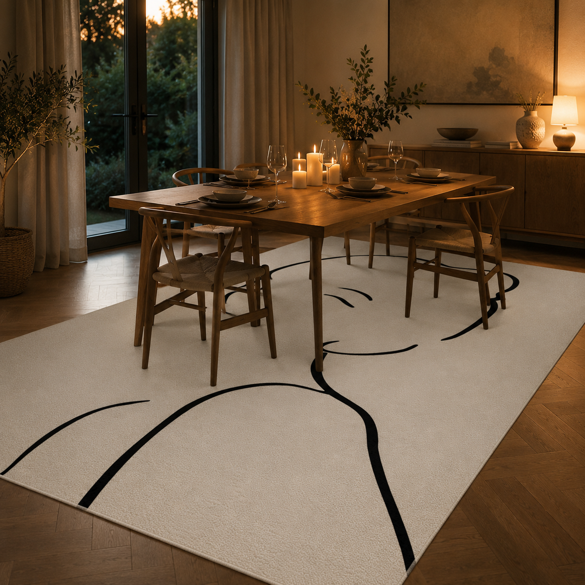 Tapis design noir et blanc