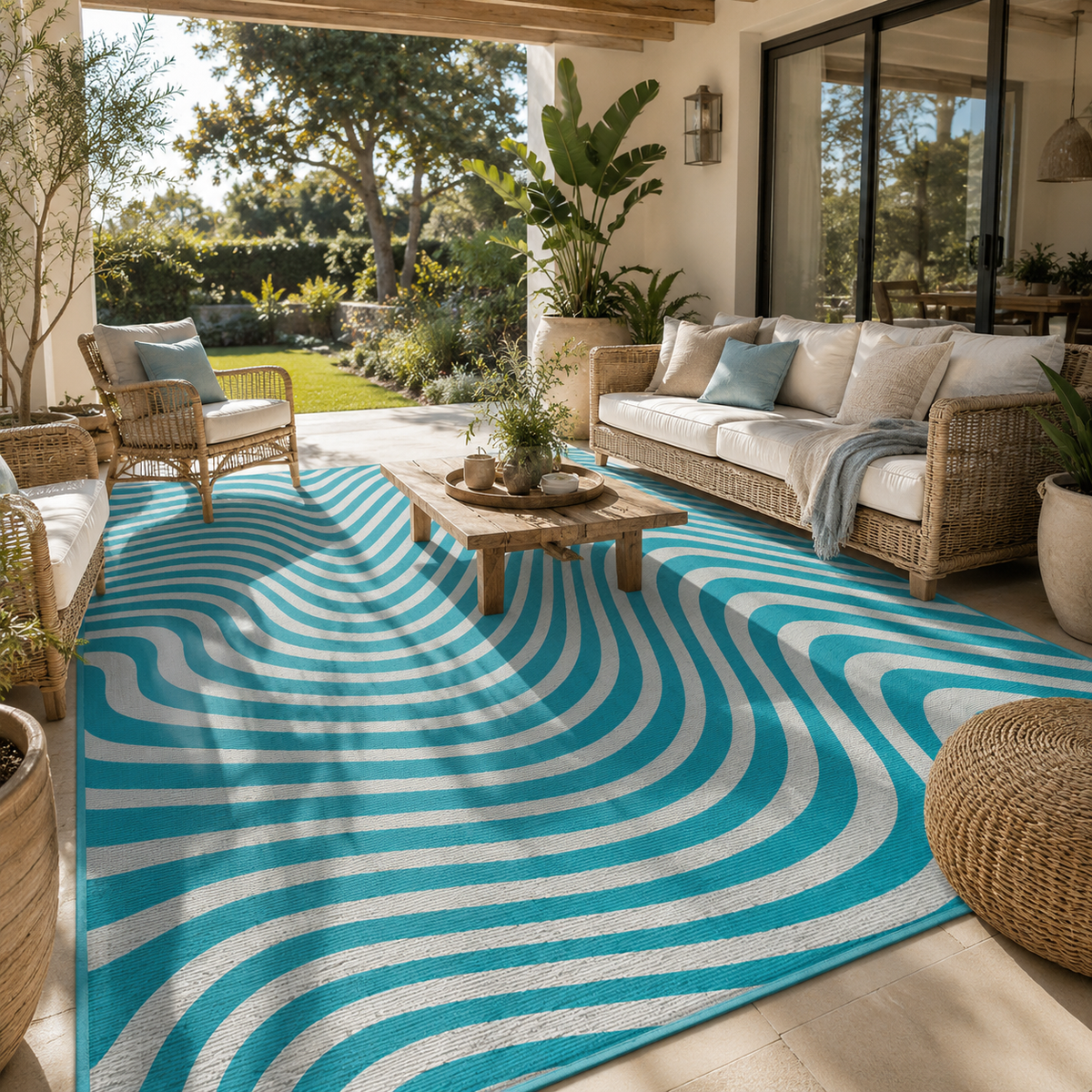 Tapis extérieur bleu