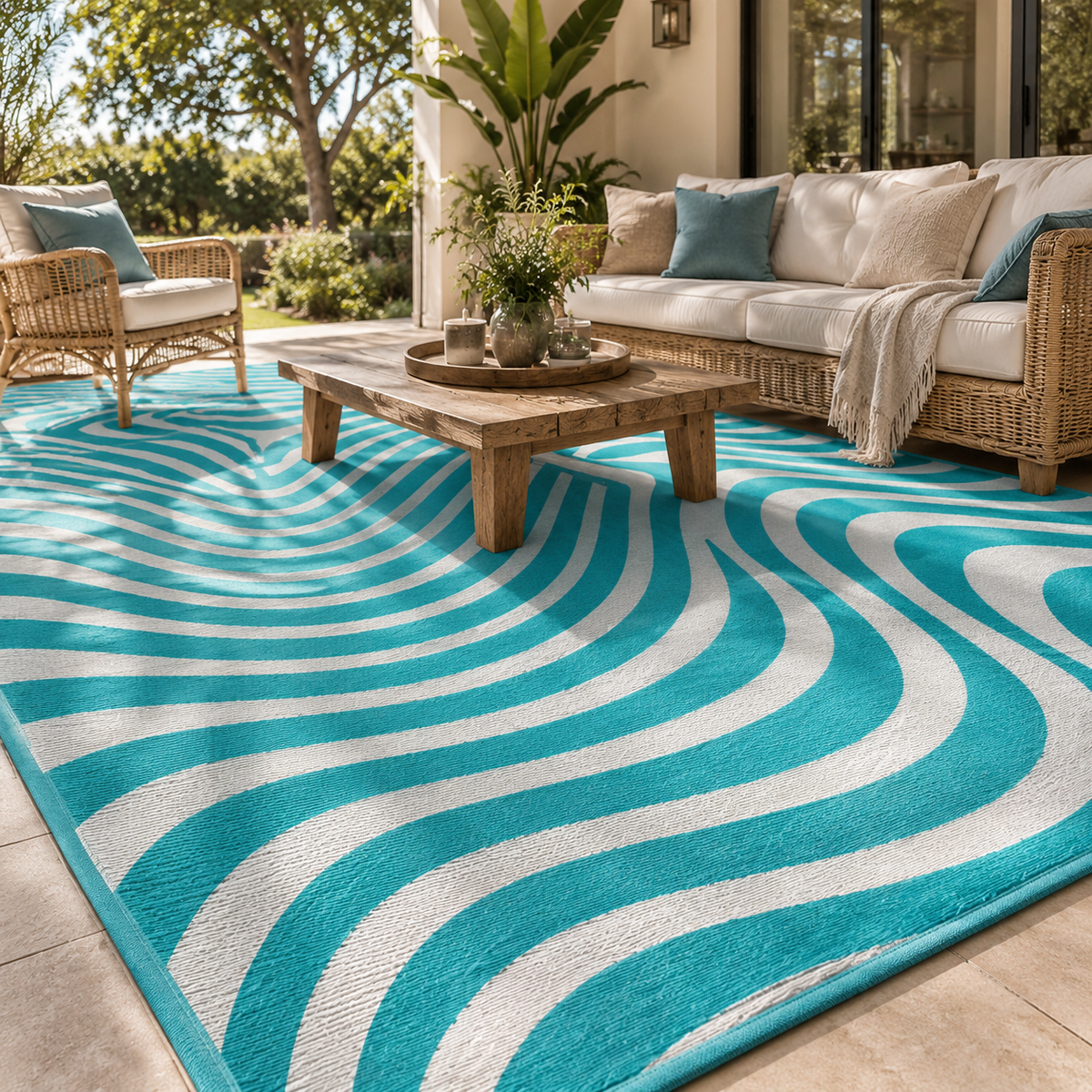 Tapis extérieur bleu
