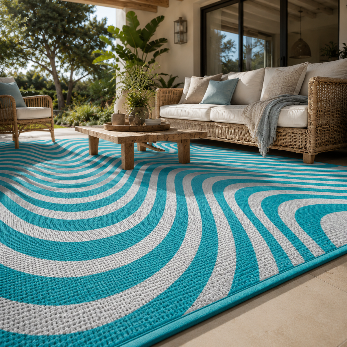 Tapis extérieur bleu