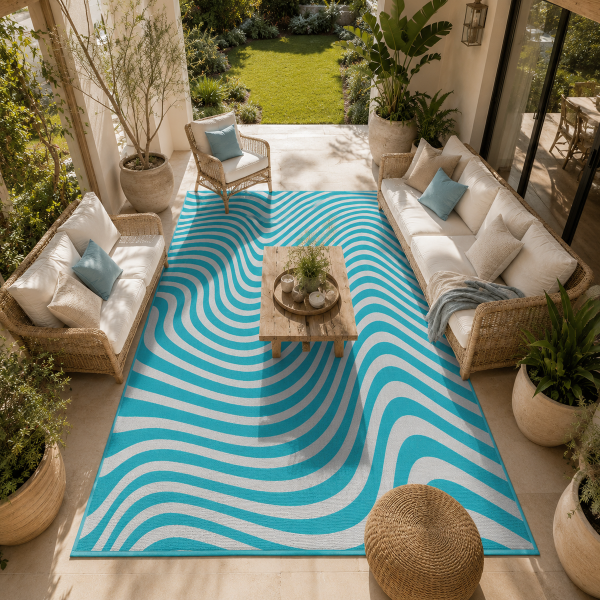 Tapis extérieur bleu