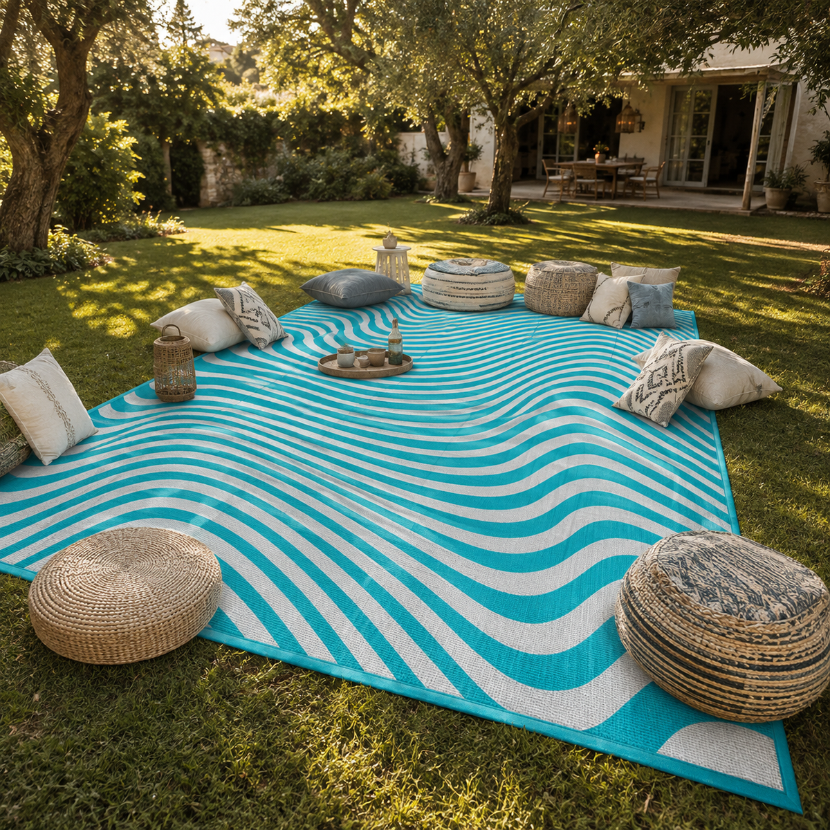 Tapis extérieur bleu