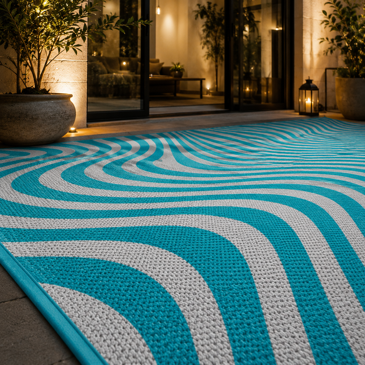 Tapis extérieur bleu