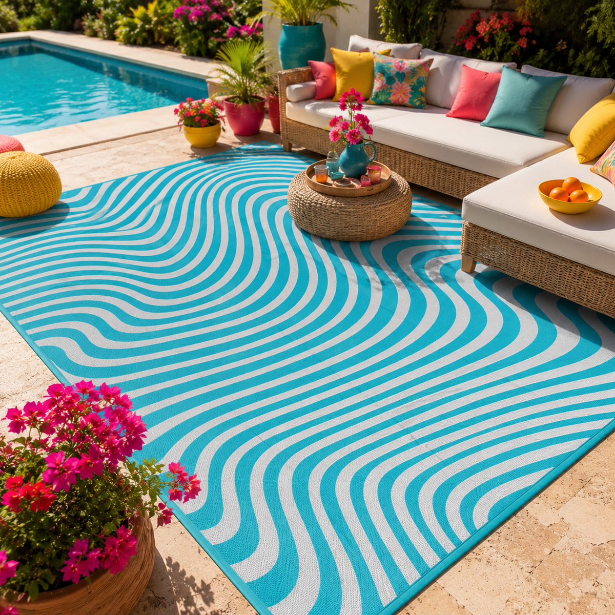 Tapis extérieur bleu