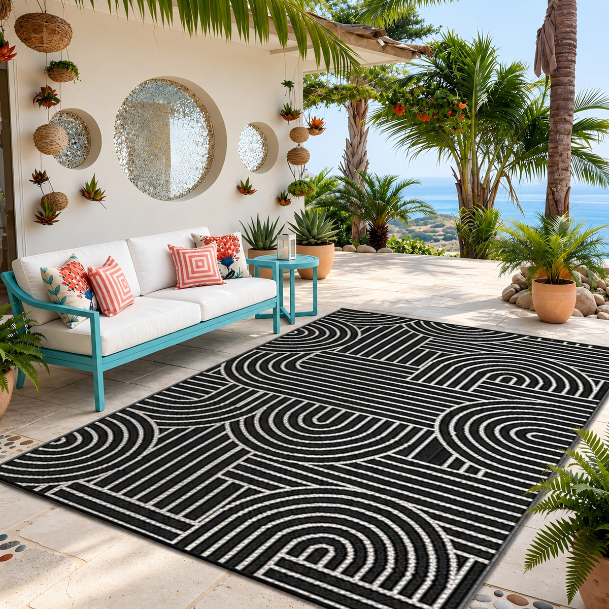 Tapis extérieur bohème