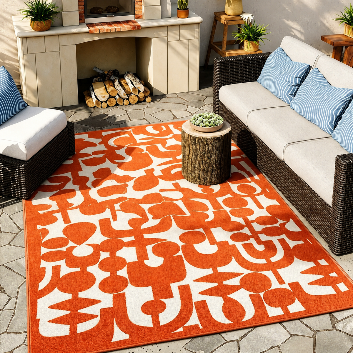 Tapis extérieur orange