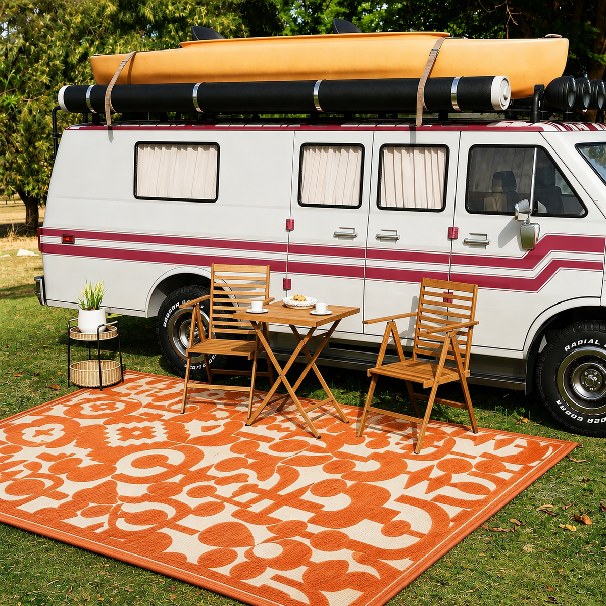 Tapis extérieur orange