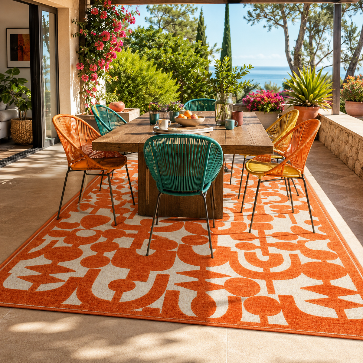 Tapis extérieur orange