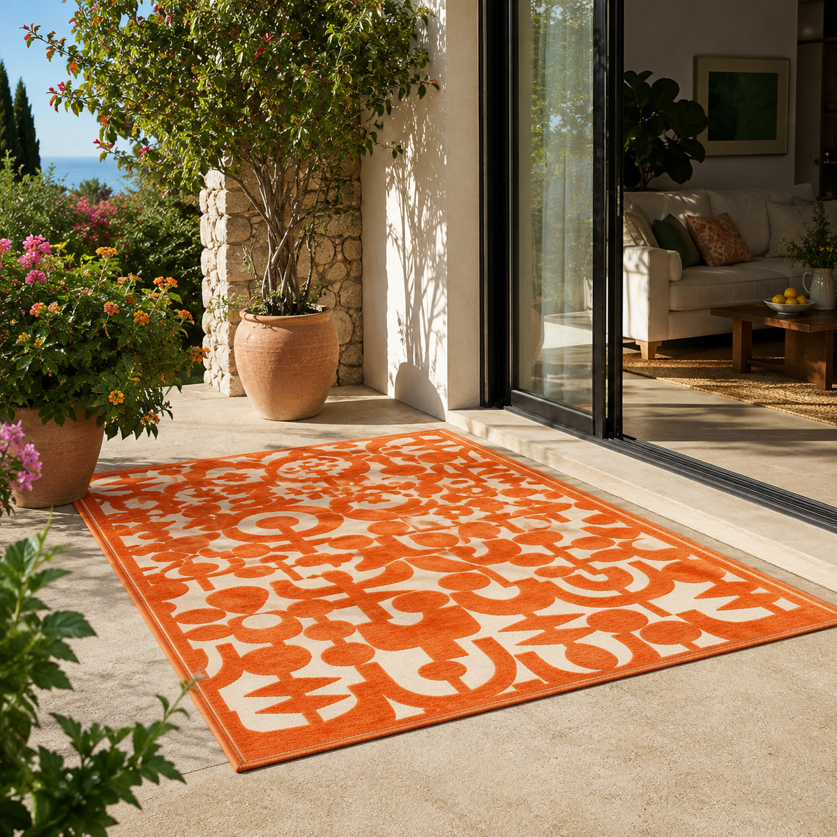 Tapis extérieur orange