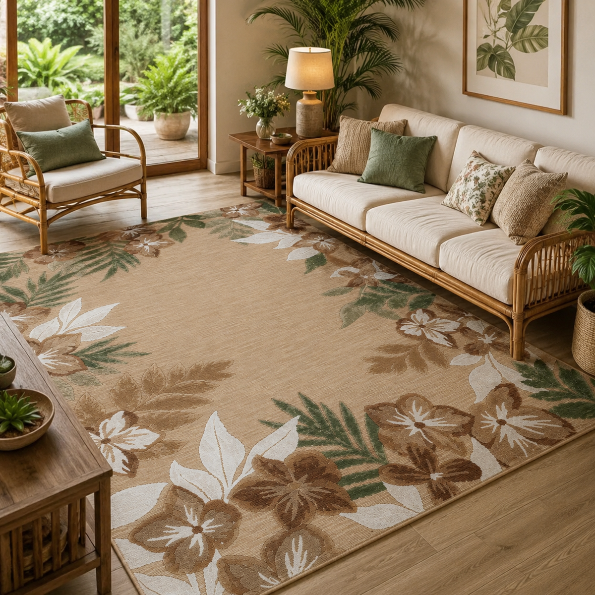 Tapis fleuri vintage