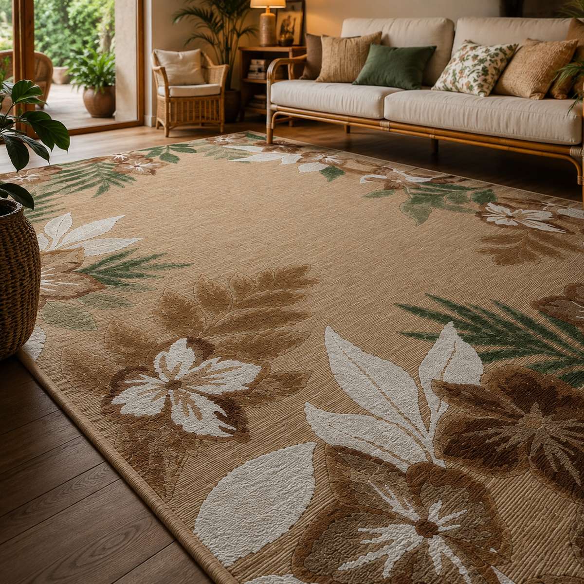 Tapis fleuri vintage