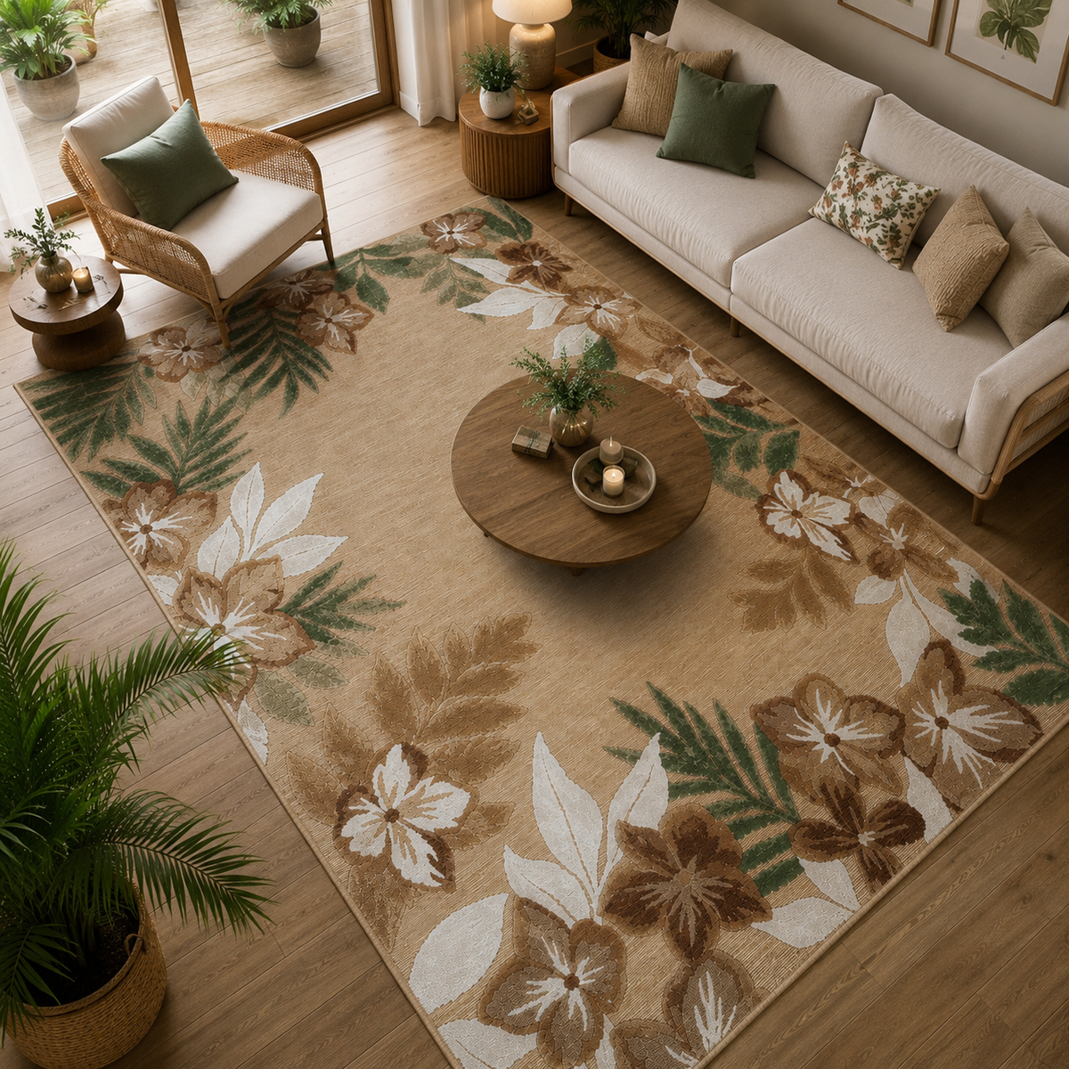 Tapis fleuri vintage