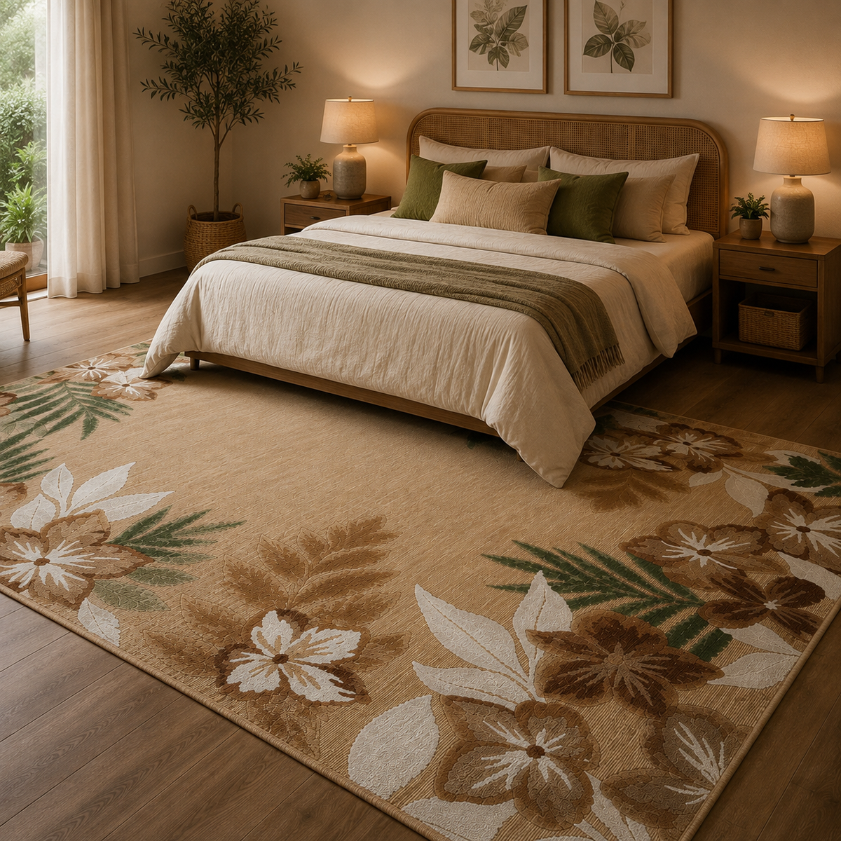 Tapis fleuri vintage