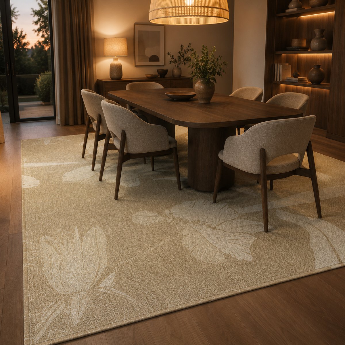 Tapis fleur beige