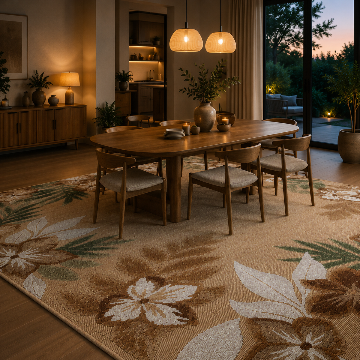 Tapis fleuri vintage