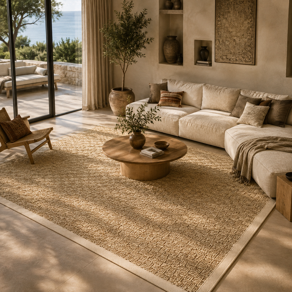 Tapis jonc de mer salon