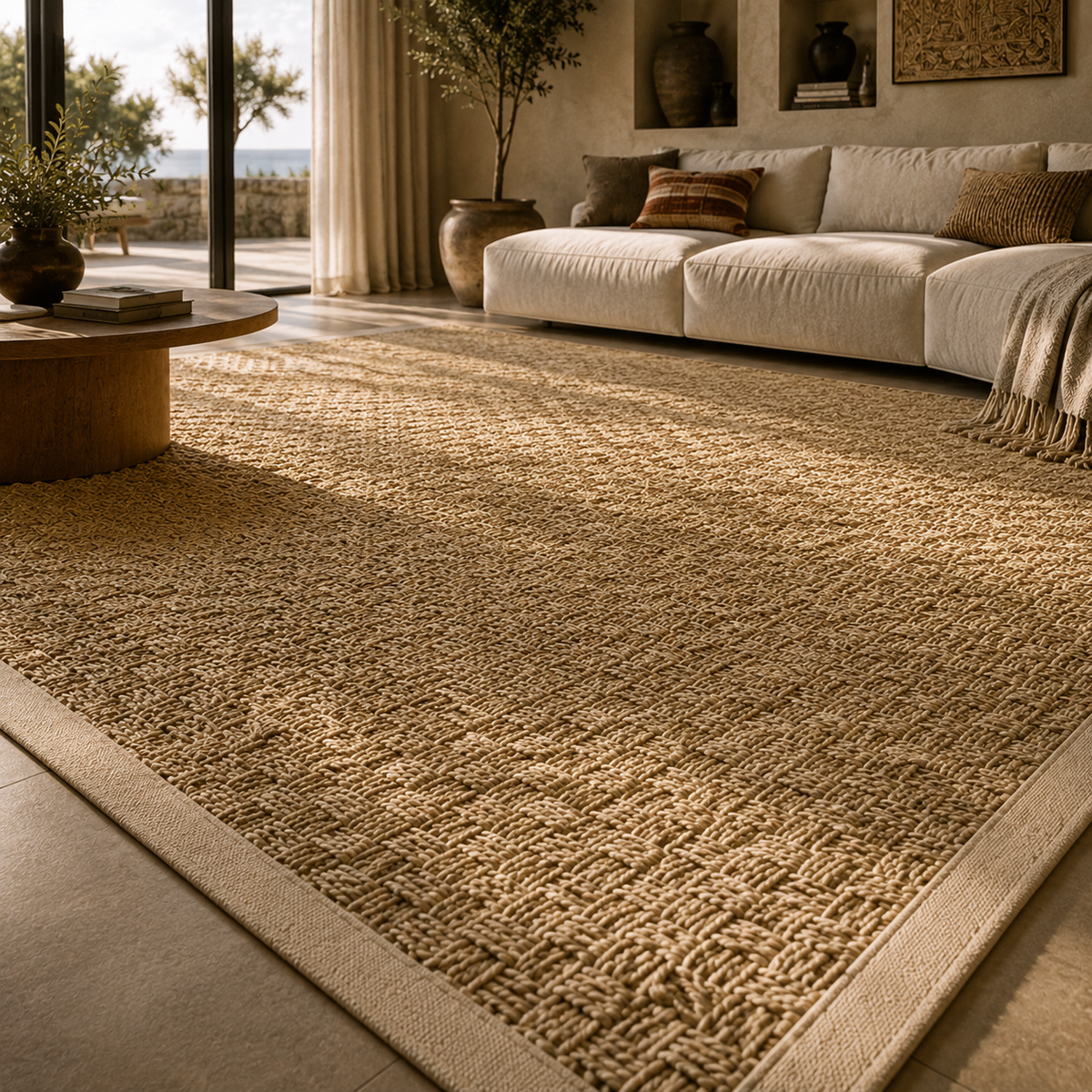 Tapis jonc de mer salon