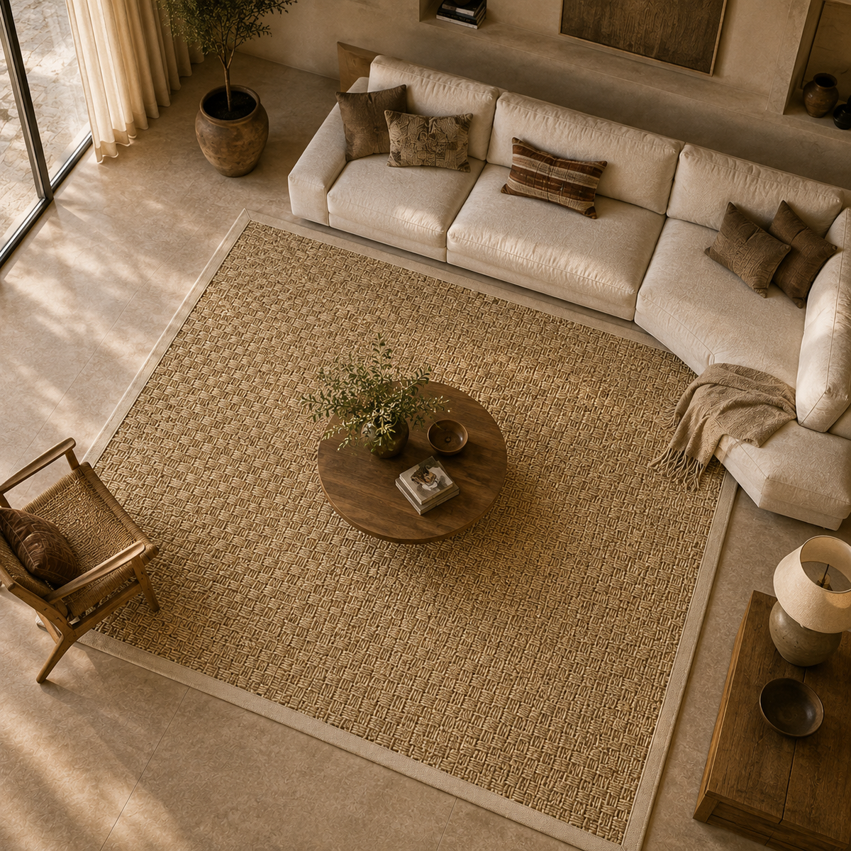 Tapis jonc de mer salon