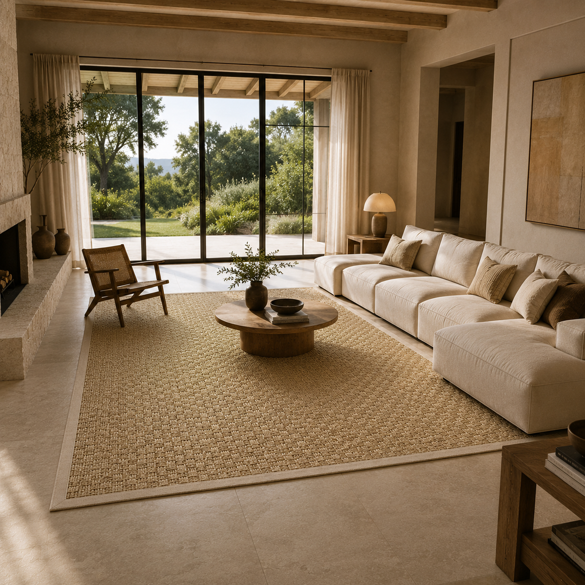 Tapis jonc de mer salon