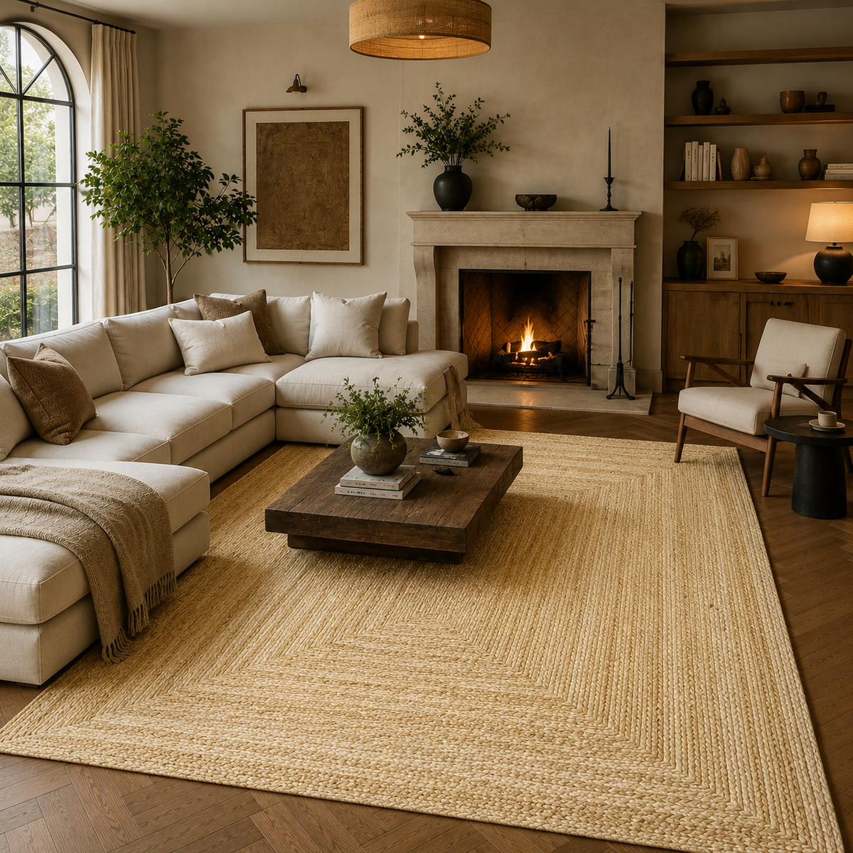 Tapis jute rectangulaire