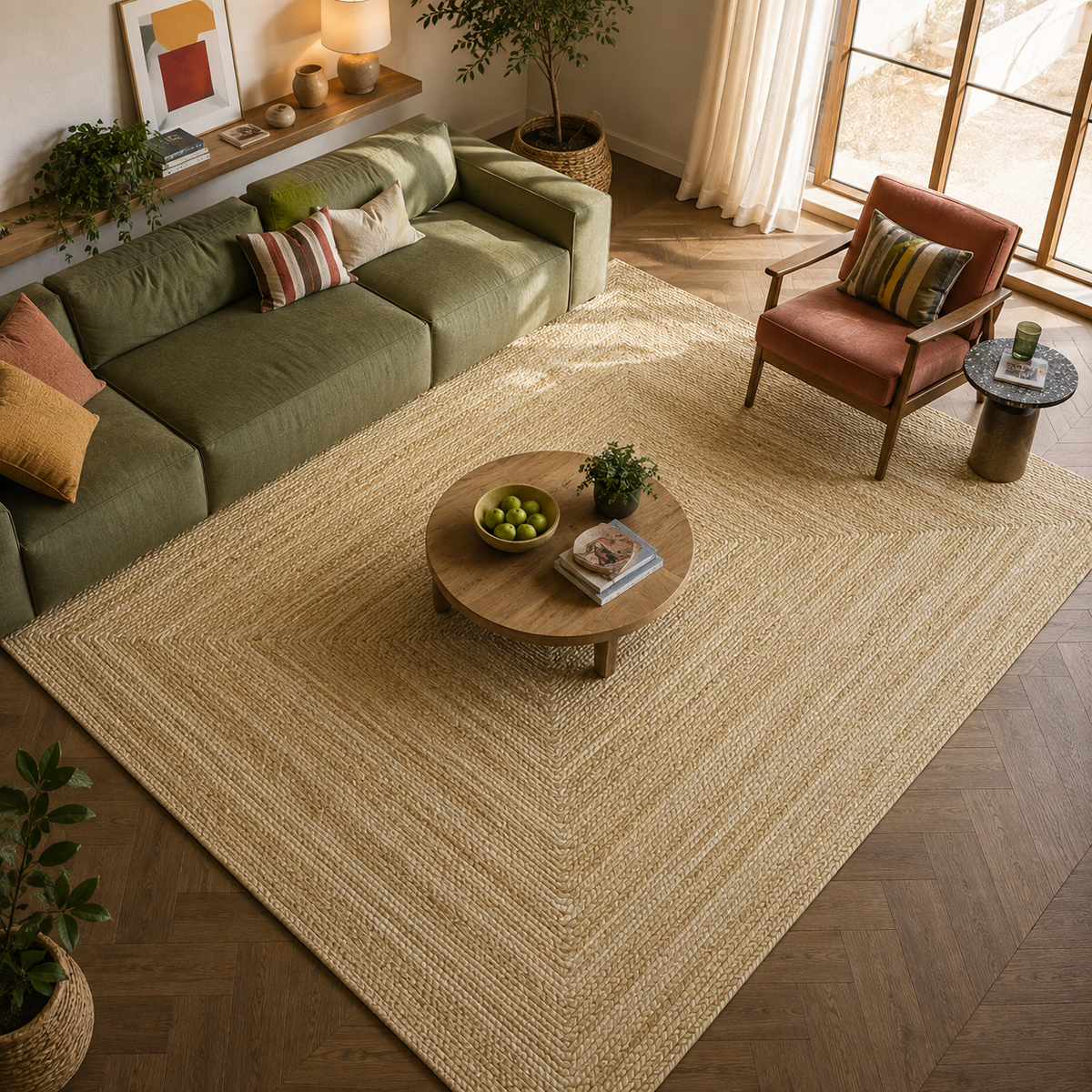 Tapis jute rectangulaire